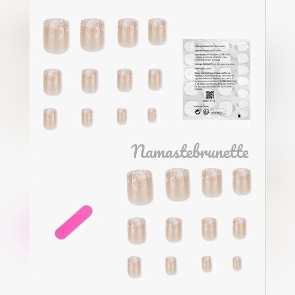 2/$16 Floral French Manicure Press On Nails - Picture 4 of 12